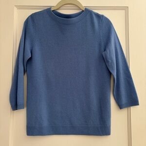 Talbots Blue Cashmere Sweater with 3/4-length sleeves